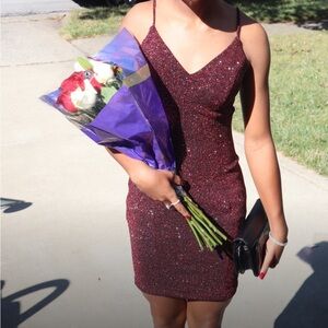 Macys Sparkly Red Hoco Dress